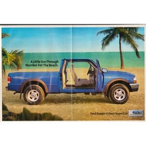 2000 Model Ford Ranger SuperCab Beach Centerfold Truck Vintage Print Ad 1999